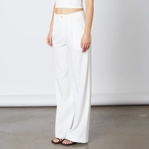 white silk trouser pants